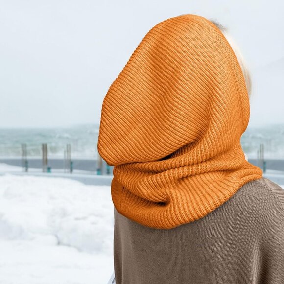 Unisex Orange Beanie Skull Cap with Drawstring Warm Winter Hats Outdoor main image 7